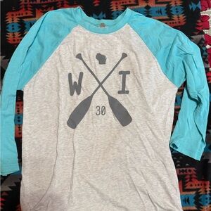 Gray and Blue Baseball Tee